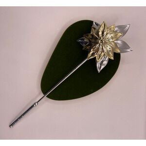 Vintage Department 56 Silver & Gold Tone Poinsettia Christmas Candle Snuffer
